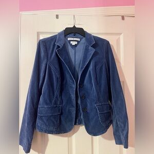 Tommy Hilfiger Women's Blue Velour Stretch Jacket Size Medium